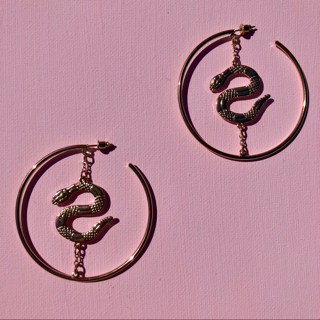 Serpent Queen Gold Snake Hoop Earrings